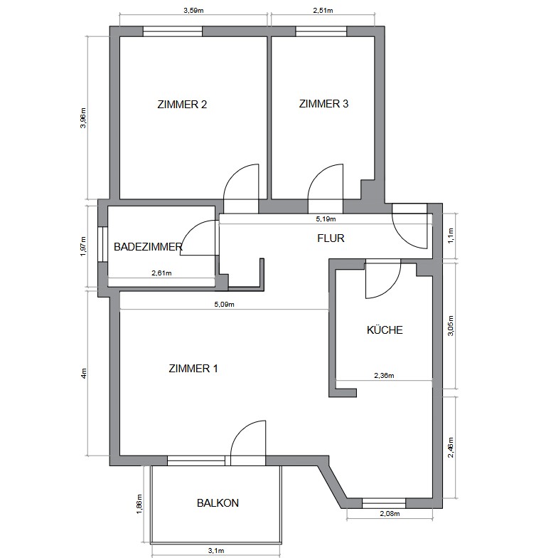 bemaßter Grundriss
