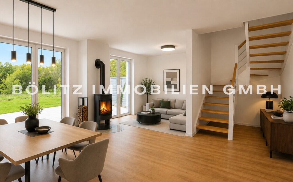 Wohn- und Esszimmer EG (mit KI gestaged)