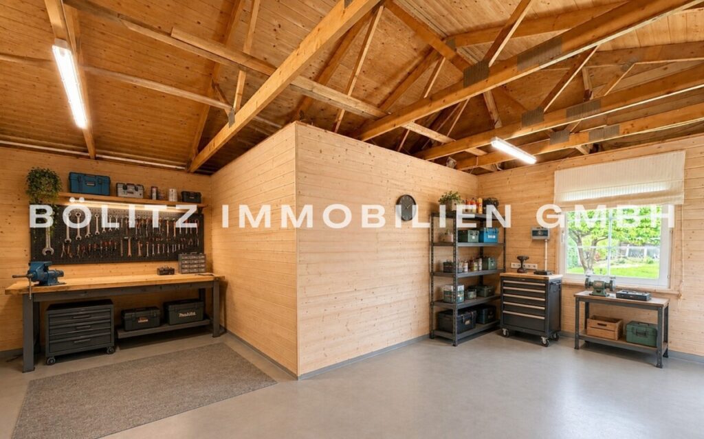 Anbau des Carports als Werkstatt nutzbar (mit KI gestaged)