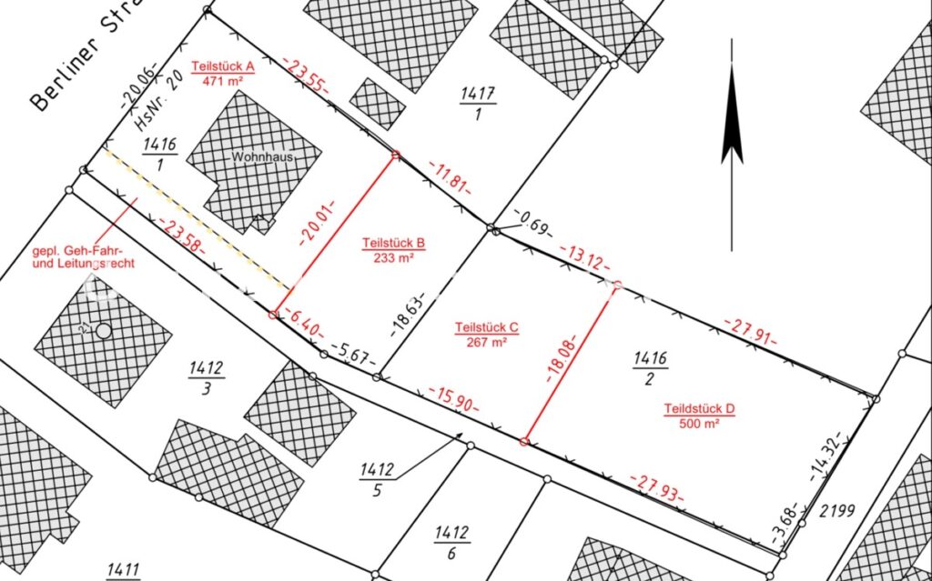 Lageplan des angrenzenden Baugrundstücks