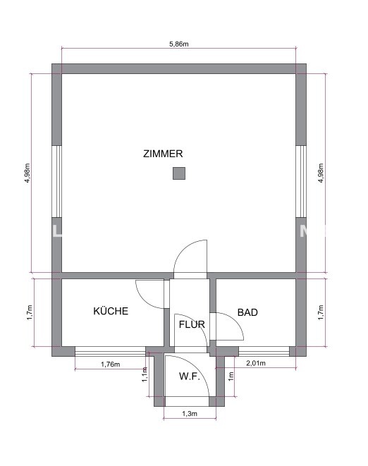 Grundriss 40 m² Gartenhaus auf angrenzendem Grundstück